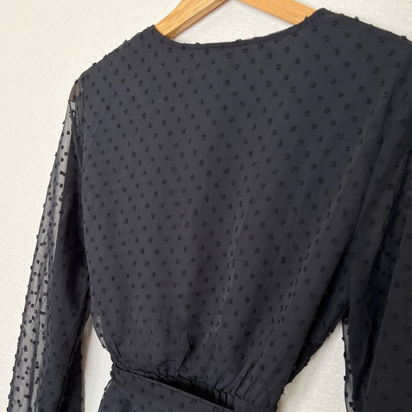 BTFBM | Black Long Sleeve Swiss Dot Ruffle Dress - Picture 12 of 13